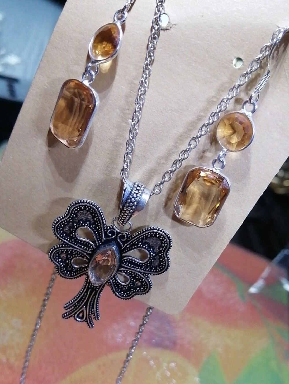 Butterfly Morganite Necklace And Earrings Bundle
